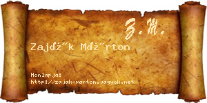 Zaják Márton névjegykártya